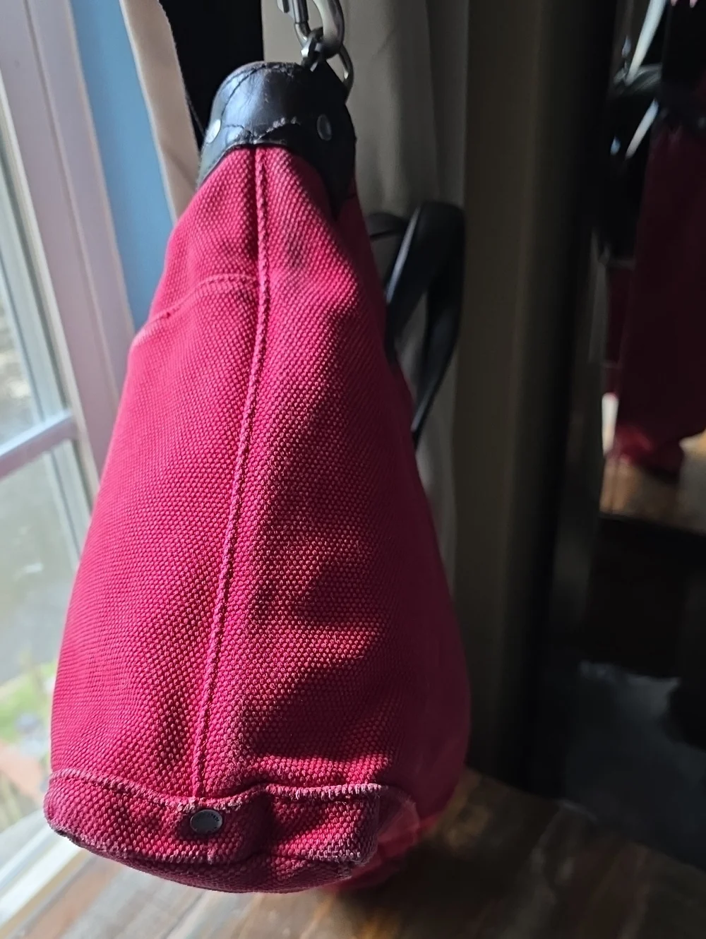 Jack Spade Red Canvas Briefcase Tote with Leather Handles